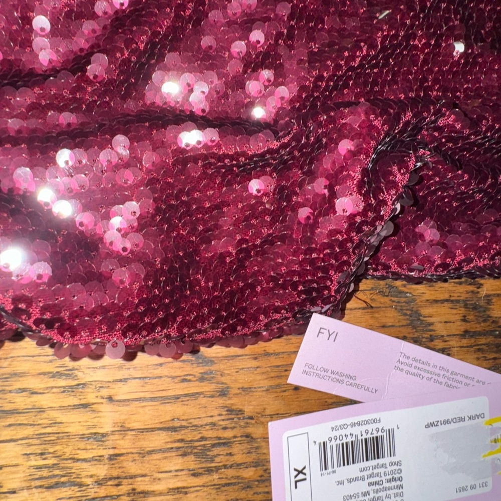 Wild Fable NWT XL Burgundy Sequin One-Shoulder Midi Dress - Picture 9 of 11